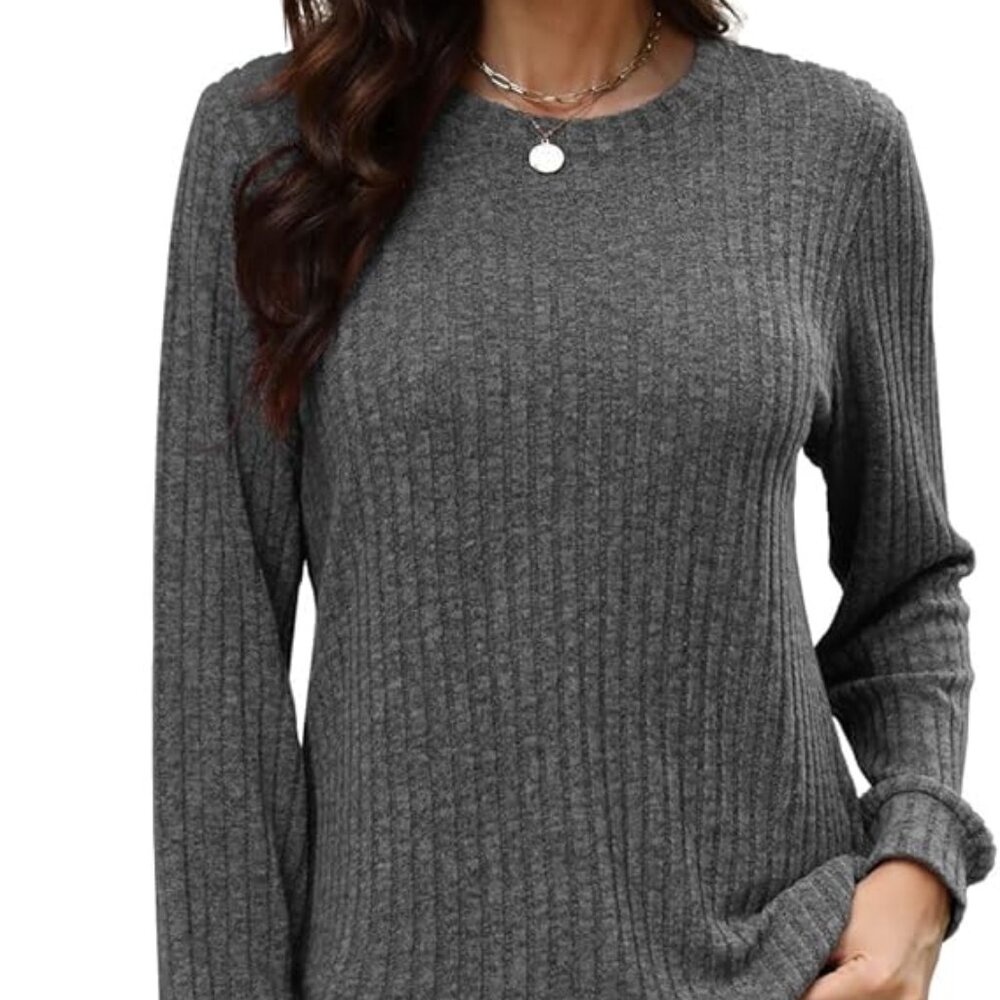 NWT Beimuc Women's Tunic Top Lightweight Sweater Long Sleeve High Low Curved Hem